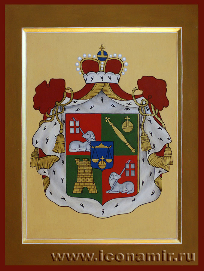Икона Фамильный княжеский герб, выполненный в иконописной технике фото, купить, описание