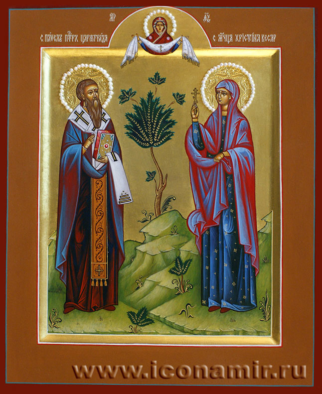 Икона Святые Павел Константинопольский и Христина Кесарийская фото, купить, описание