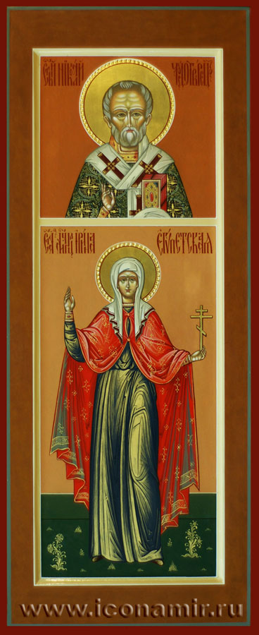 Икона Святые Николай Чудотворец и Ирина Египетская фото, купить, описание