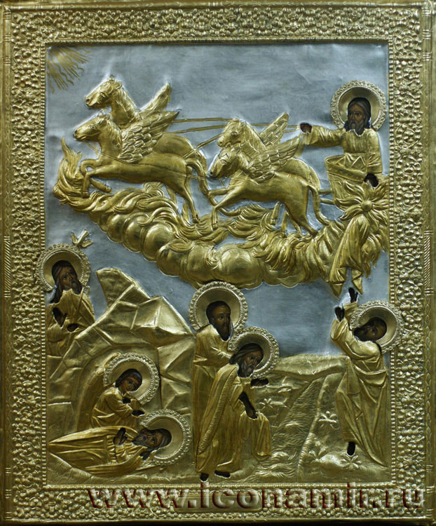 Икона Святой Пророк Елисей, Огненное вознесение пророка Илии фото, купить, описание