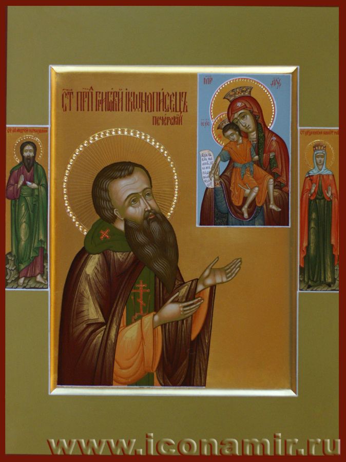 Икона Икона Божьей матери Достойно есть и святой Григорий Печерский, иконописец фото, купить, описание