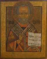 Святой Николай Чудотворец. Написание утраченного  образа на доске 19 века