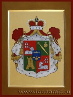 Фамильный княжеский герб, выполненный в иконописной технике