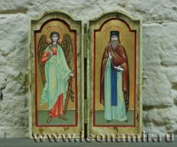 Складень диптих (10,8х4,6х2 см в сложенном виде). Святой Ангел Хранитель и Святой Лев Оптинский
