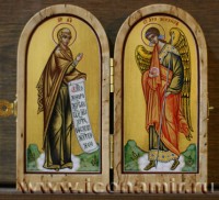 Складень диптих (11х6х3 см в сложенном виде). Пресвятая Богородица и св. Архангел Михаил