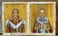 Иконы Богородицы "Покров" и св. Мирон Критский. Складень диптих.