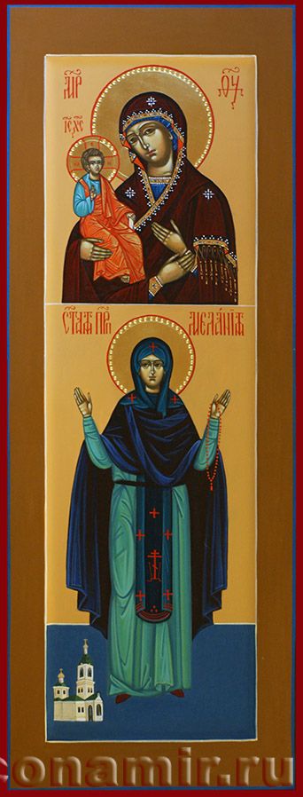 Икона Образ Богородицы Троеручица и святая Мелания Римляныня фото, купить, описание
