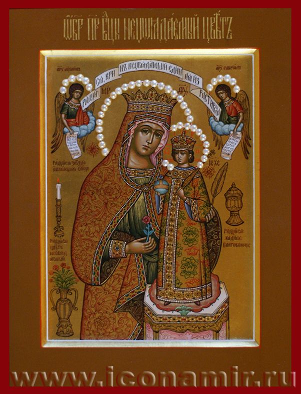Икона Образ Пресвятой Богородицы Неувядаемый цвет фото, купить, описание