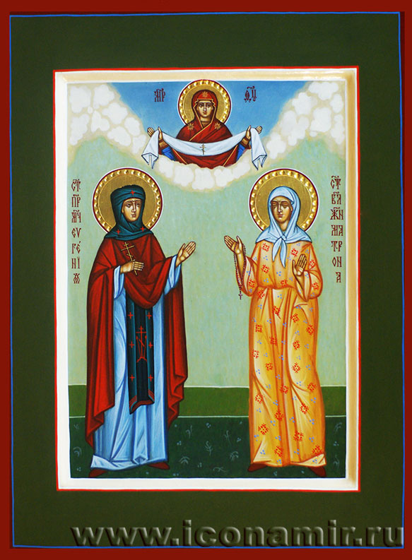 Икона Святая Евгения Римская, преподобномученица и святая Матрона Московская фото, купить, описание