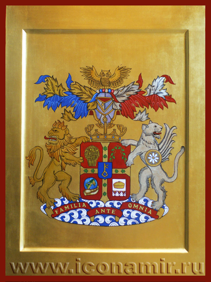 Икона Фамильный герб, выполненный в иконописной технике фото, купить, описание
