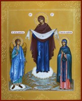 Икона Богородицы "Покров" с предстоящими святыми