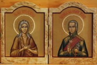 Складень диптих (20х15х5 см в сложенном виде). Святые Мария Египетская и Феодор Ушаков